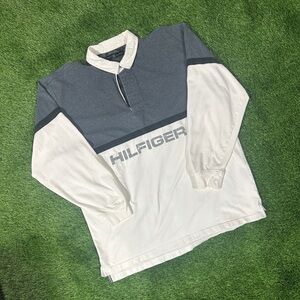 Vintage Tommy Hilfiger Color Block Rugby Polo Shirt - Size Large